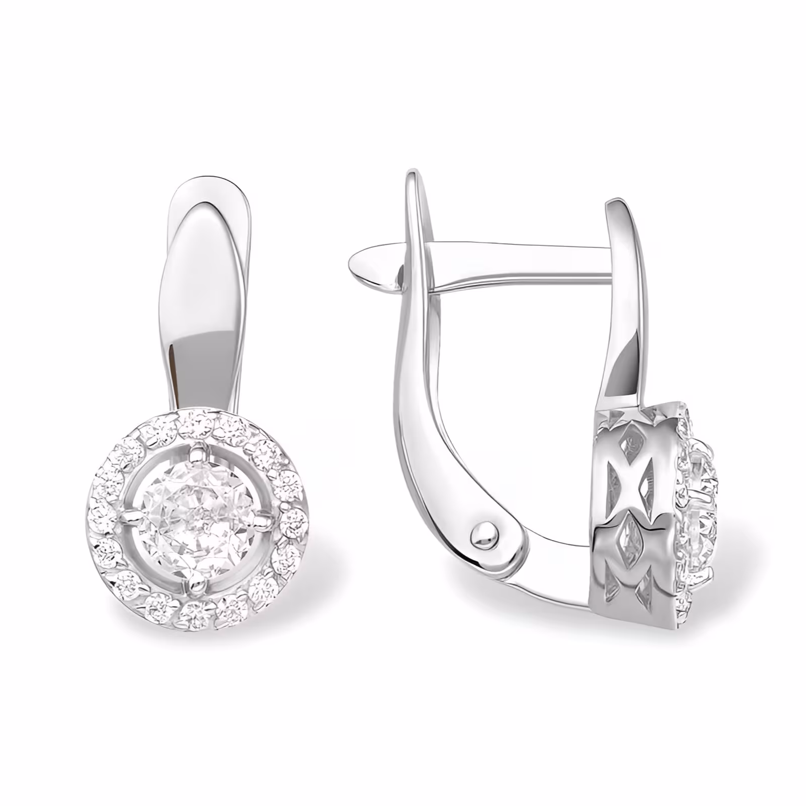Серьги из серебра с фианитами