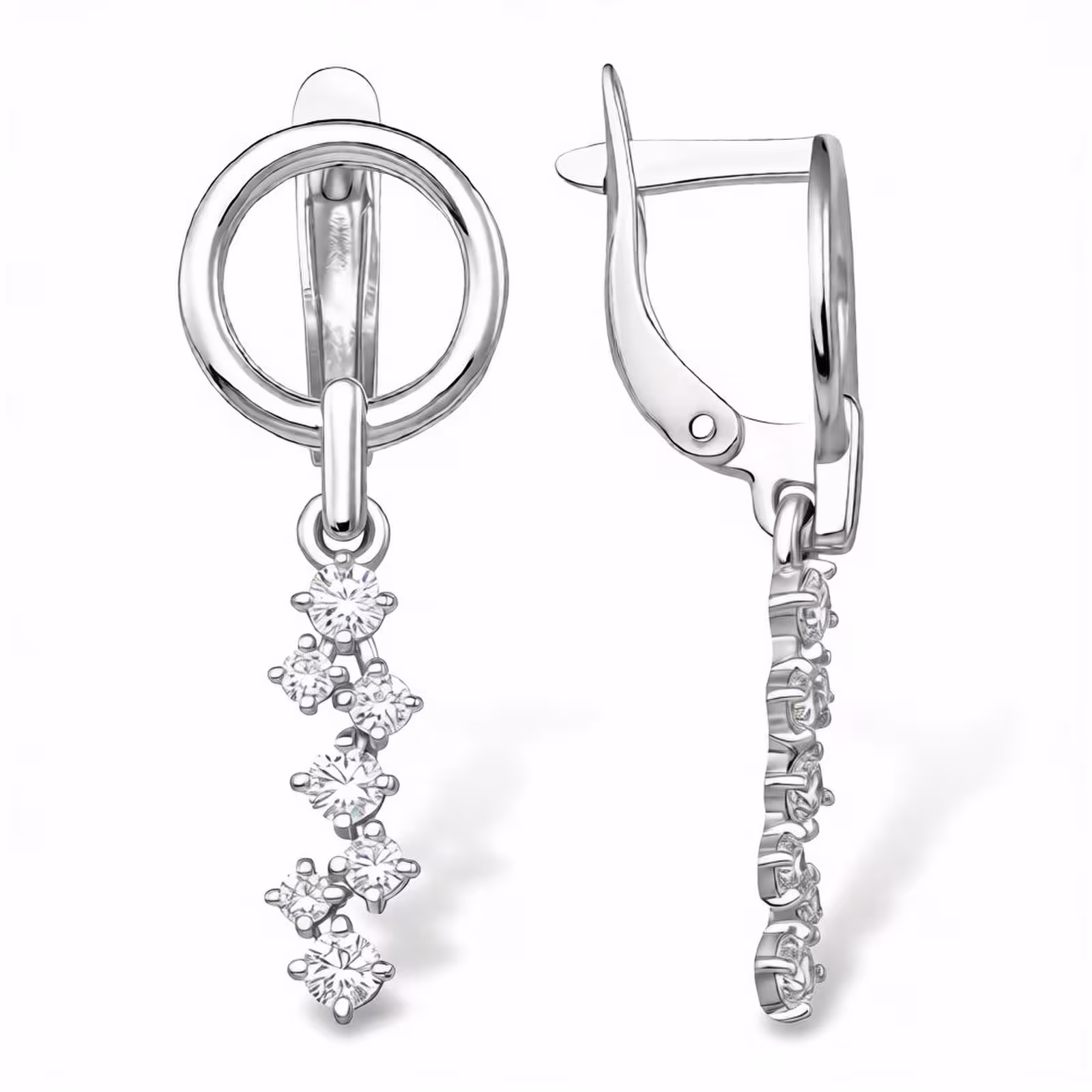 Серьги из серебра с фианитами