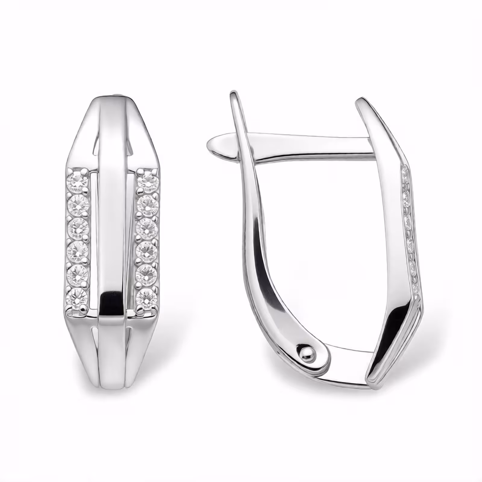 Серьги из серебра с фианитами