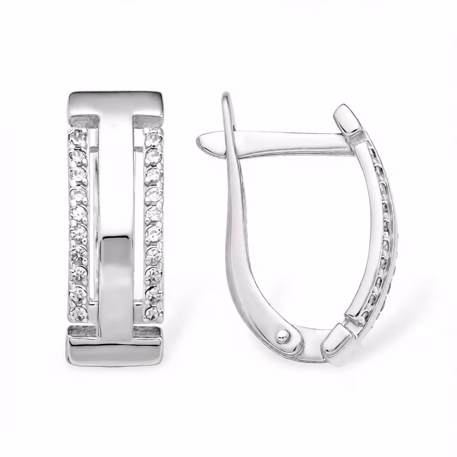 Серьги из серебра с фианитами