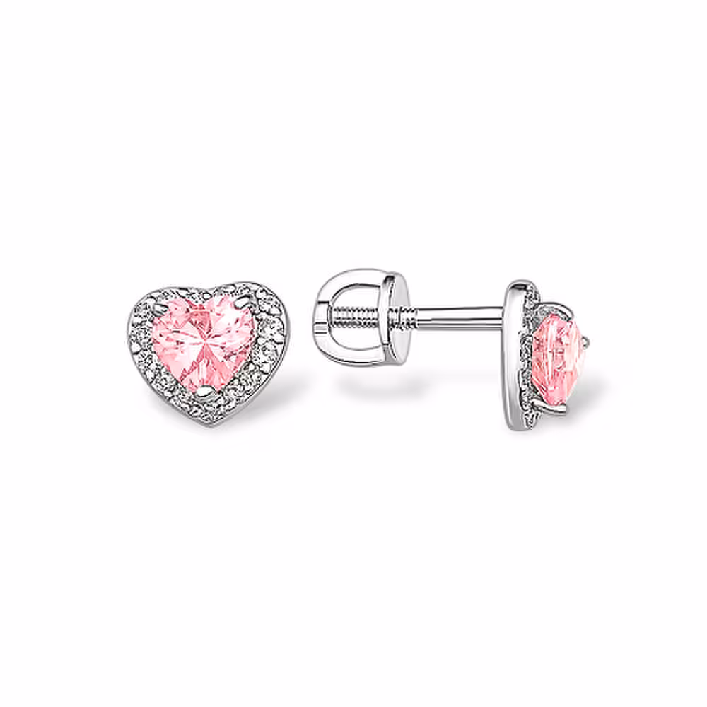 Серьги из серебра с фианитами