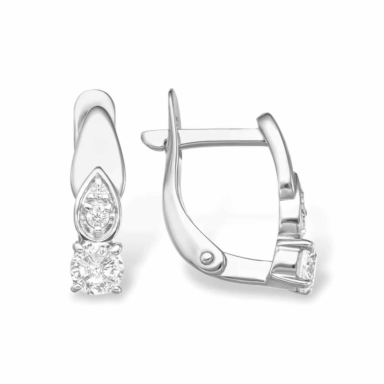Серьги из серебра с фианитами