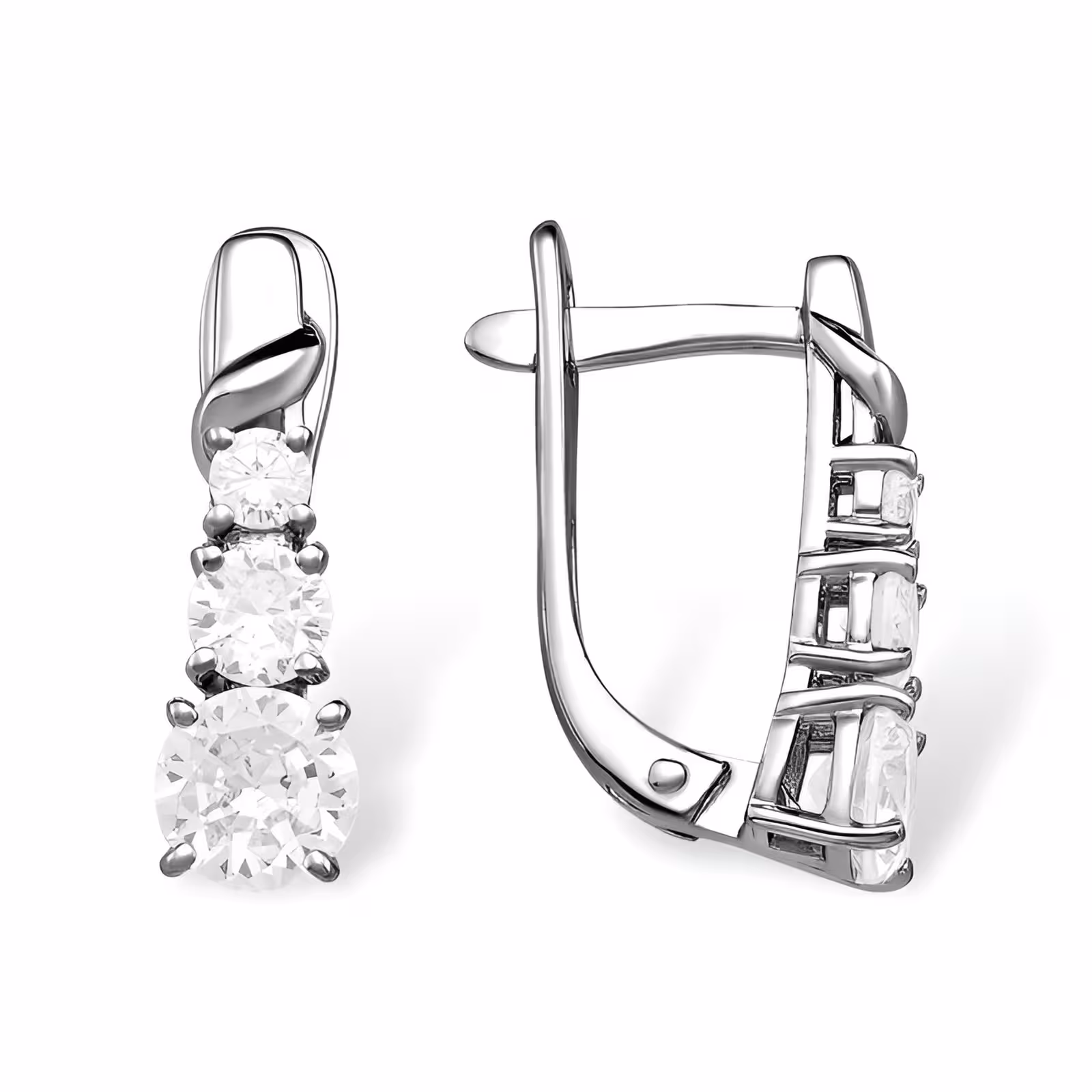 Серьги из серебра с фианитами