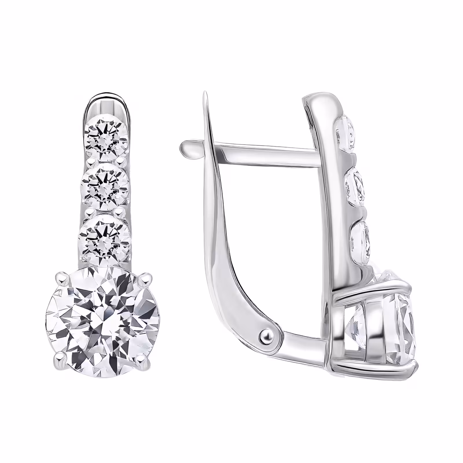 Серьги из серебра с фианитами