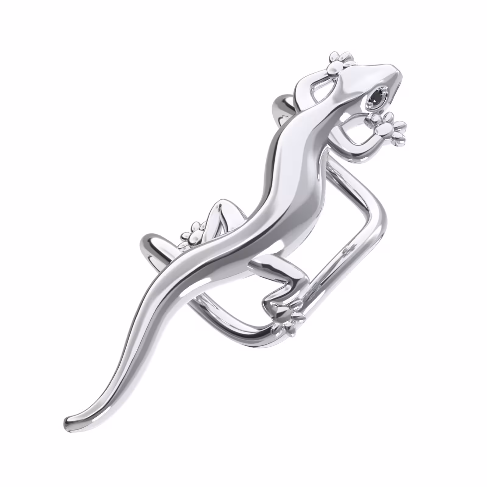 Серьга-кафф из серебра с фианитами "Ящерица" — фото 2