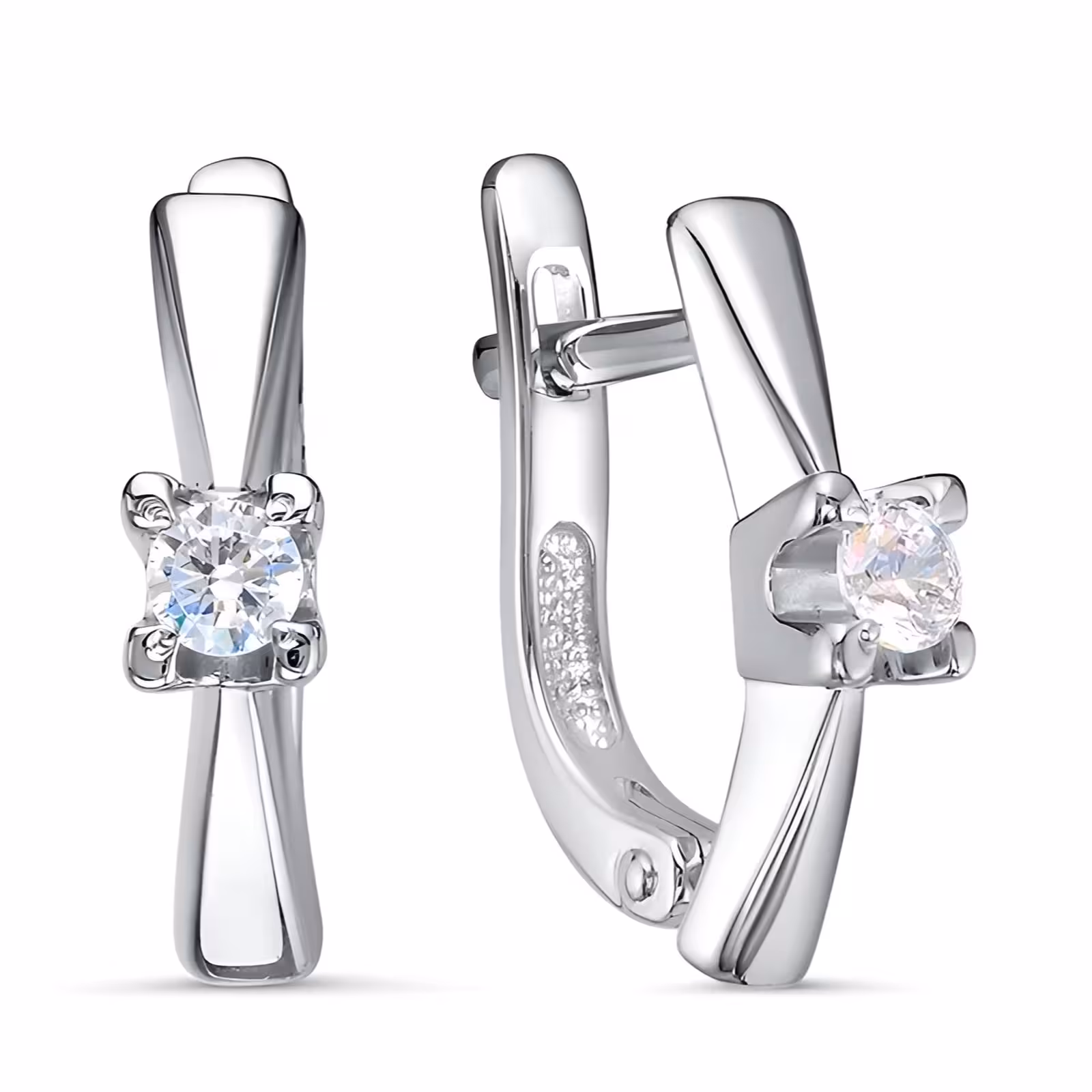 Серьги из серебра с фианитами