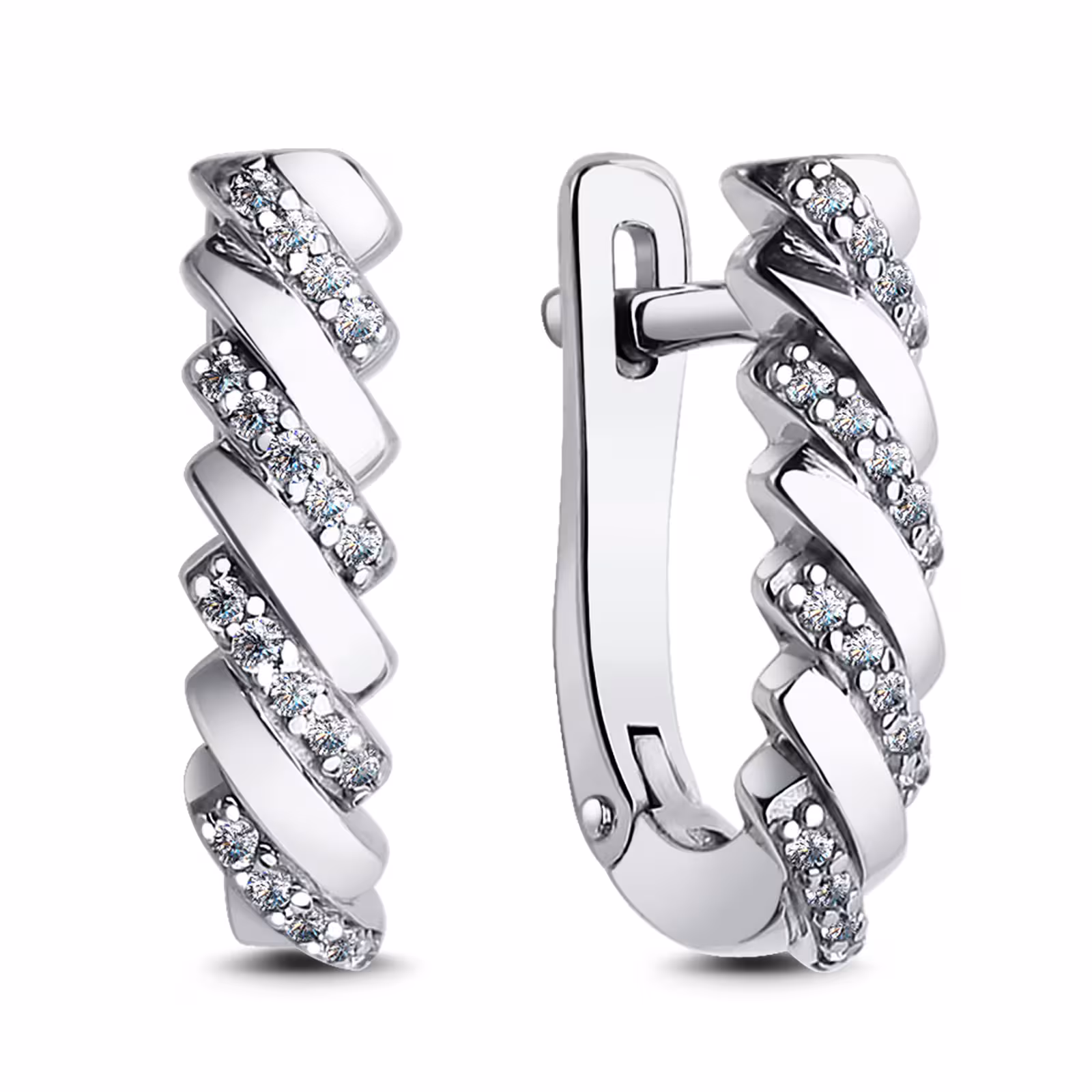 Серьги из серебра с фианитами