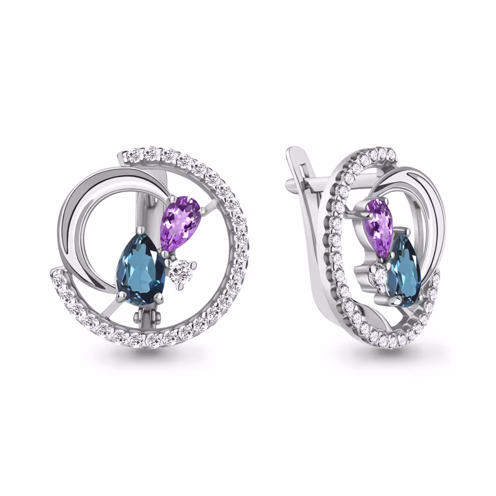Серьги из серебра с миксом камней