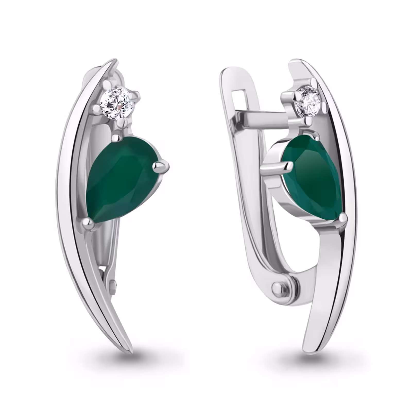 Серьги из серебра с агатами и фианитами