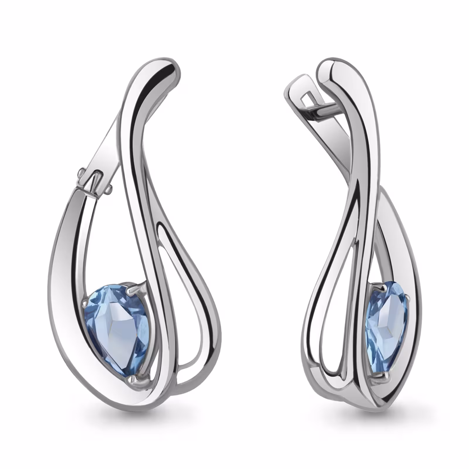 Серьги из серебра с топазами Swiss