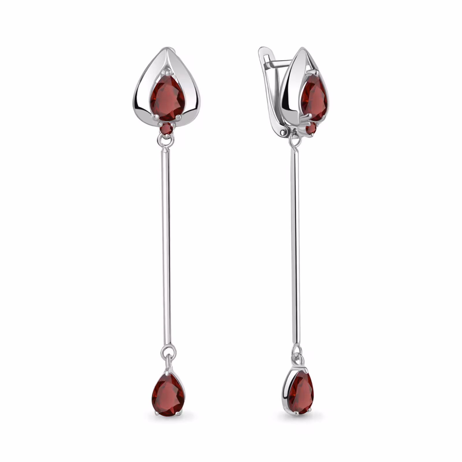 Серьги из серебра с гранатами