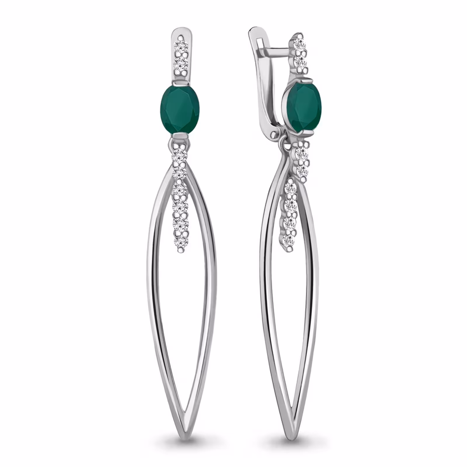 Серьги из серебра с агатами и фианитами