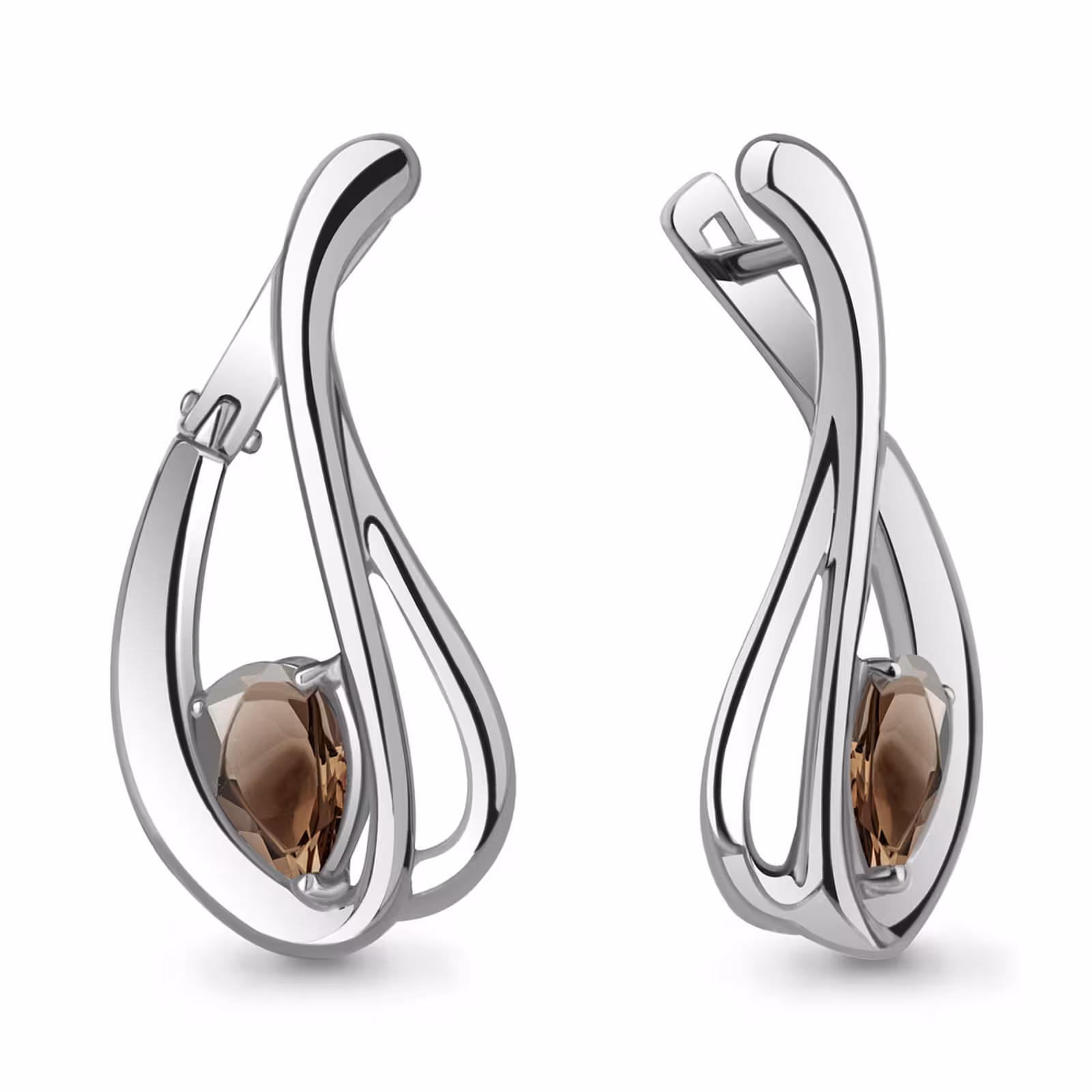 Серьги из серебра с раухтопазами