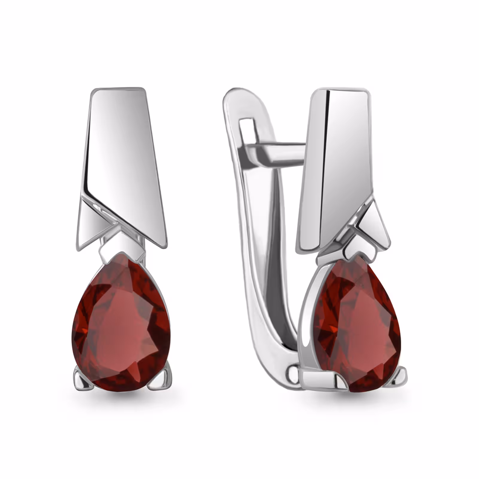 Серьги из серебра с гранатами