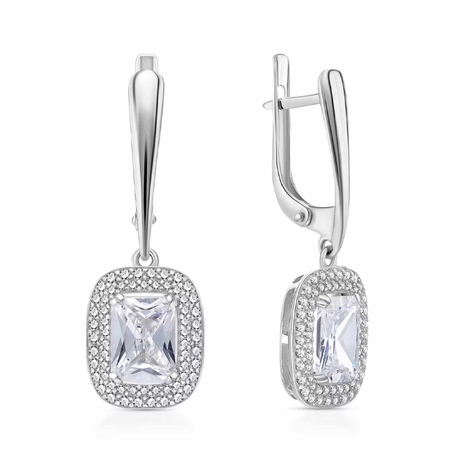 Серьги из серебра с фианитами