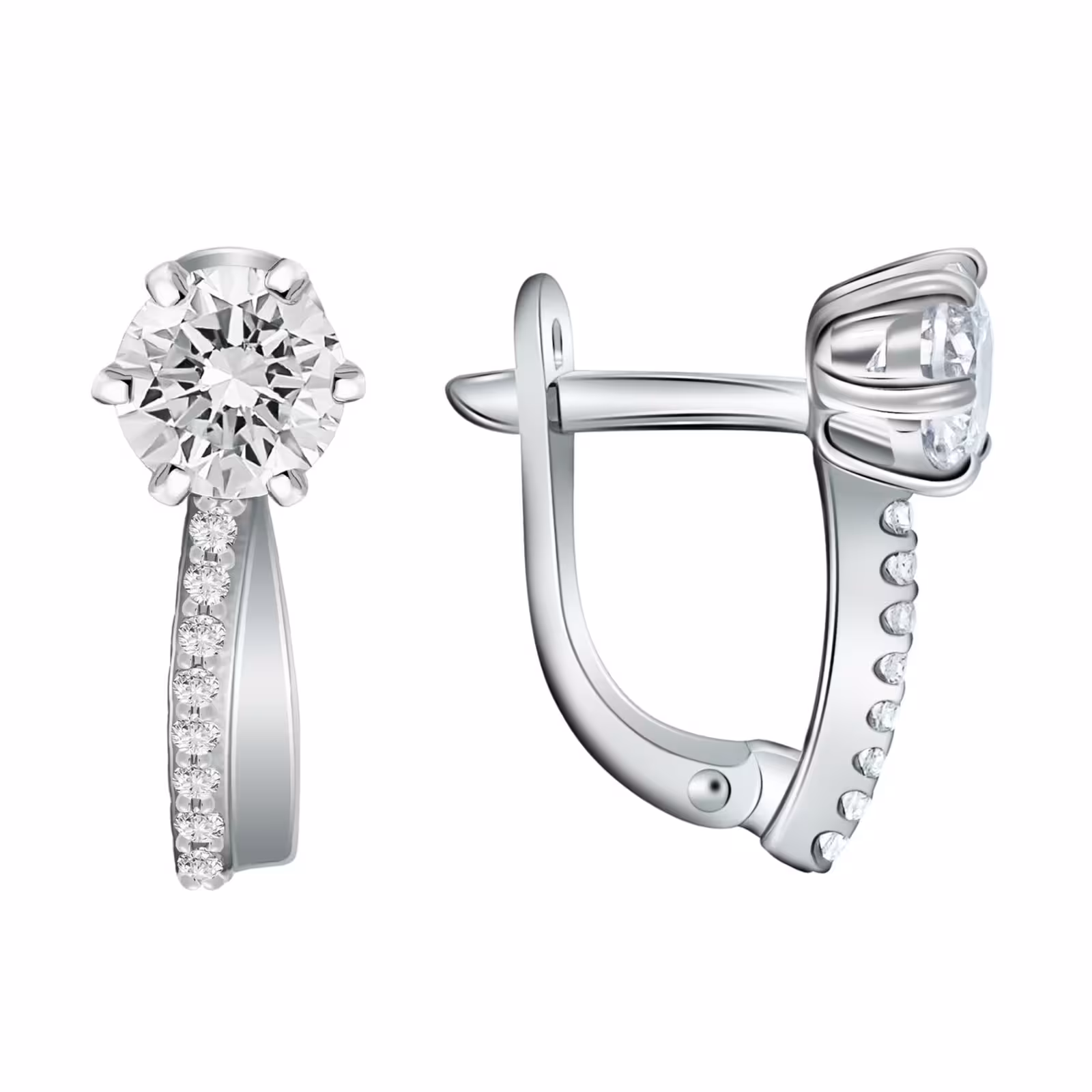 Серьги из серебра с фианитами