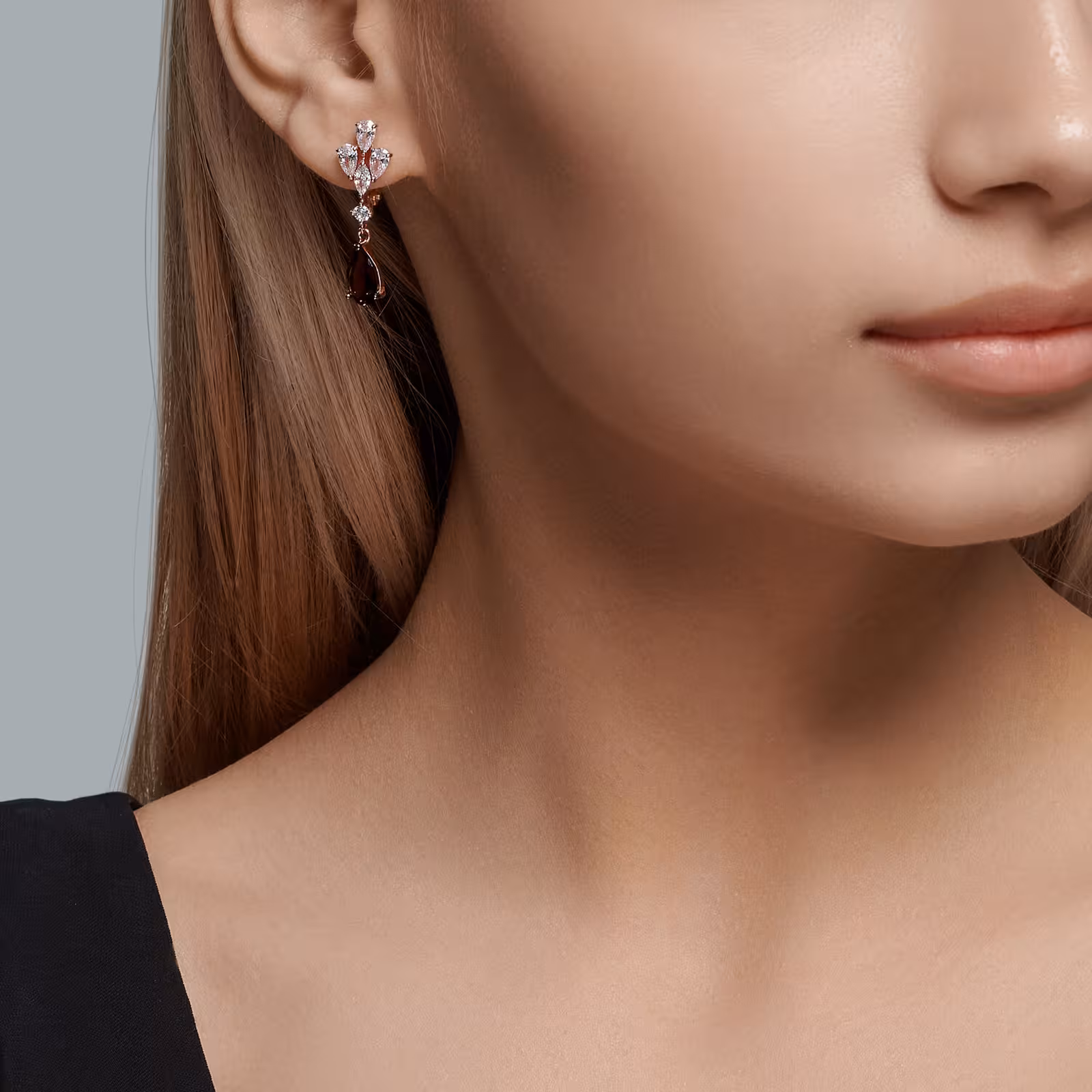 Серьги из серебра с позолотой, раухтопазами и фианитами — фото 3