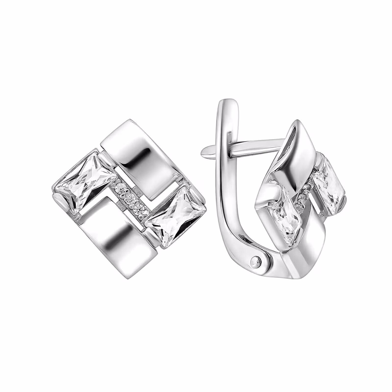 Серьги из серебра с фианитами