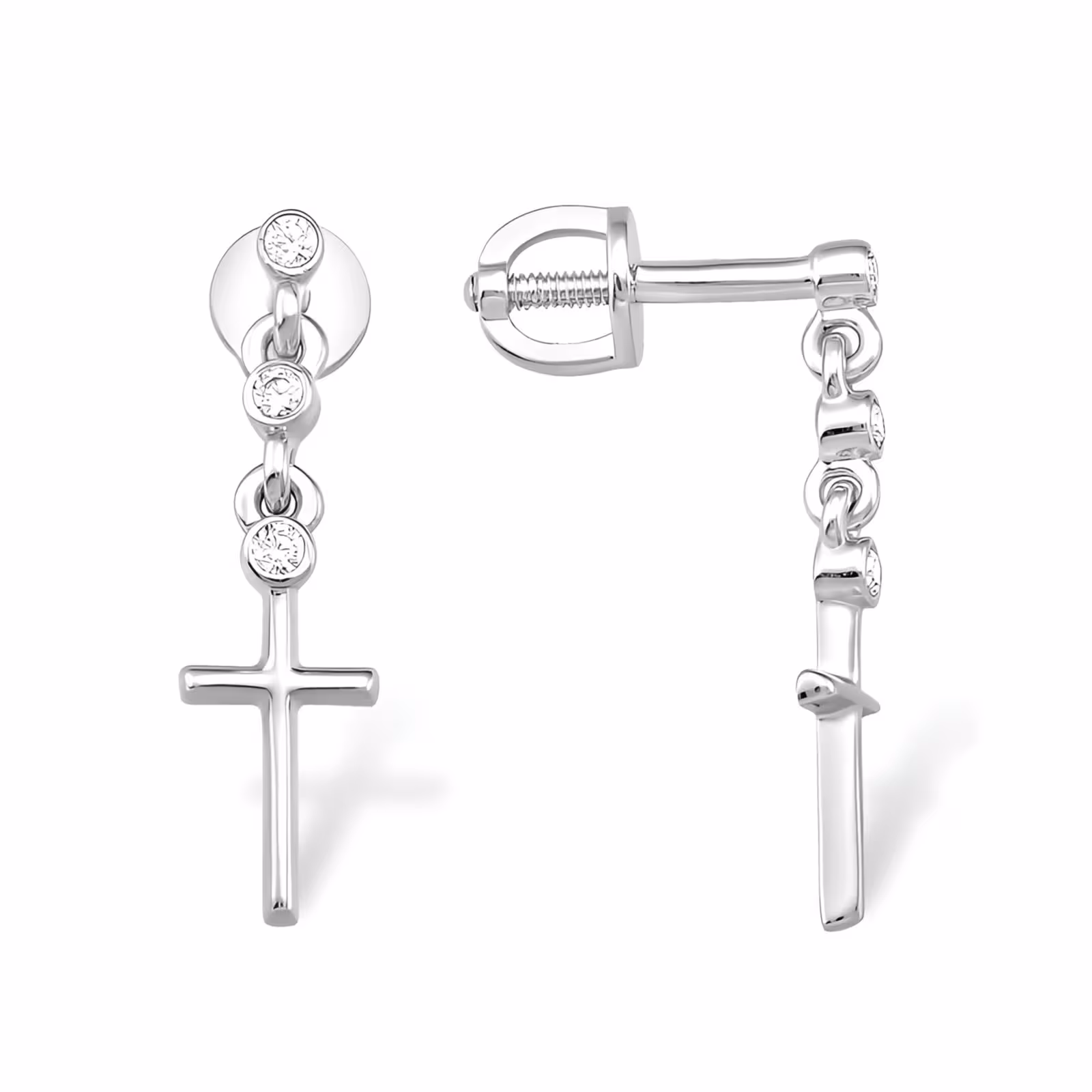 Серьги из серебра с фианитами