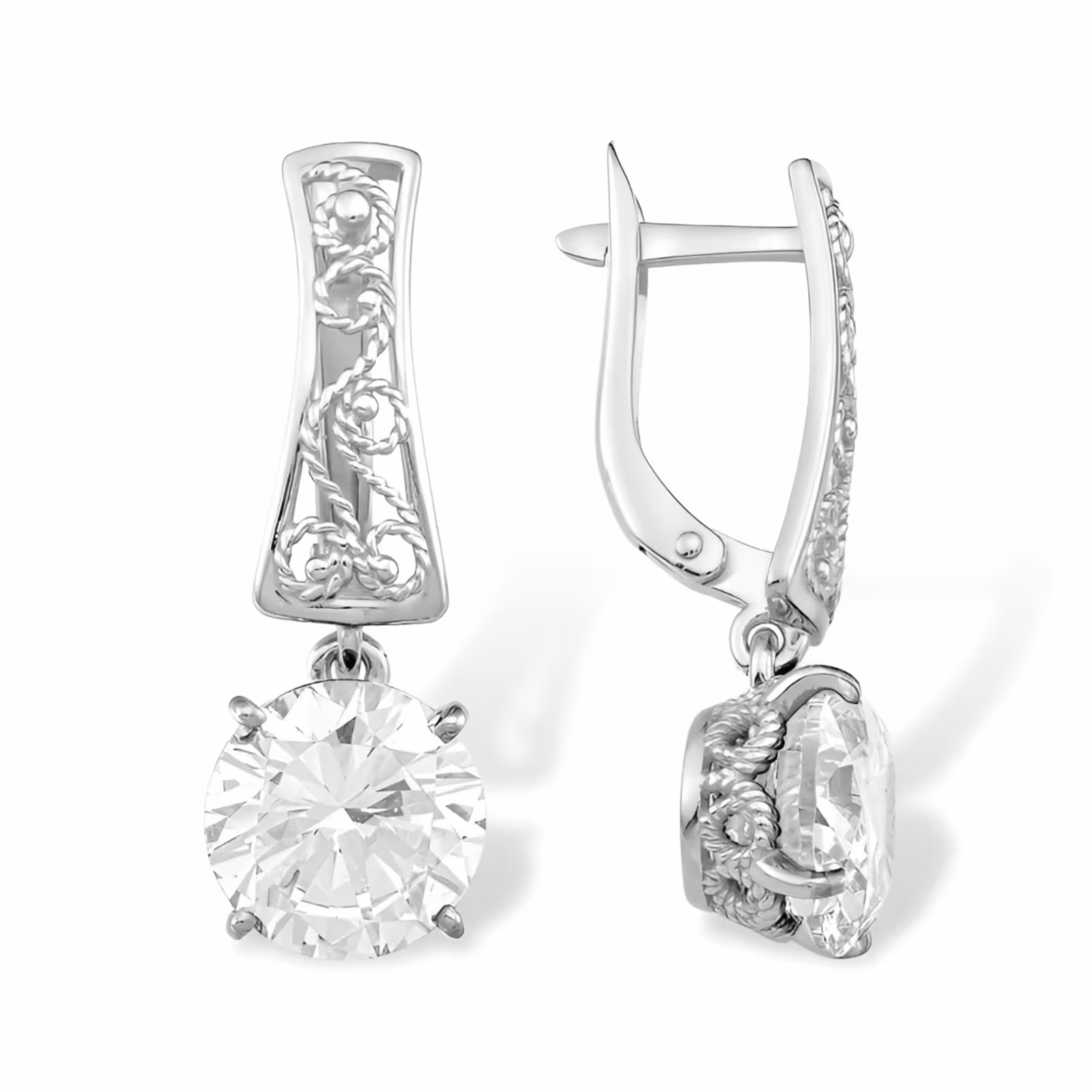 Серьги из серебра с фианитами