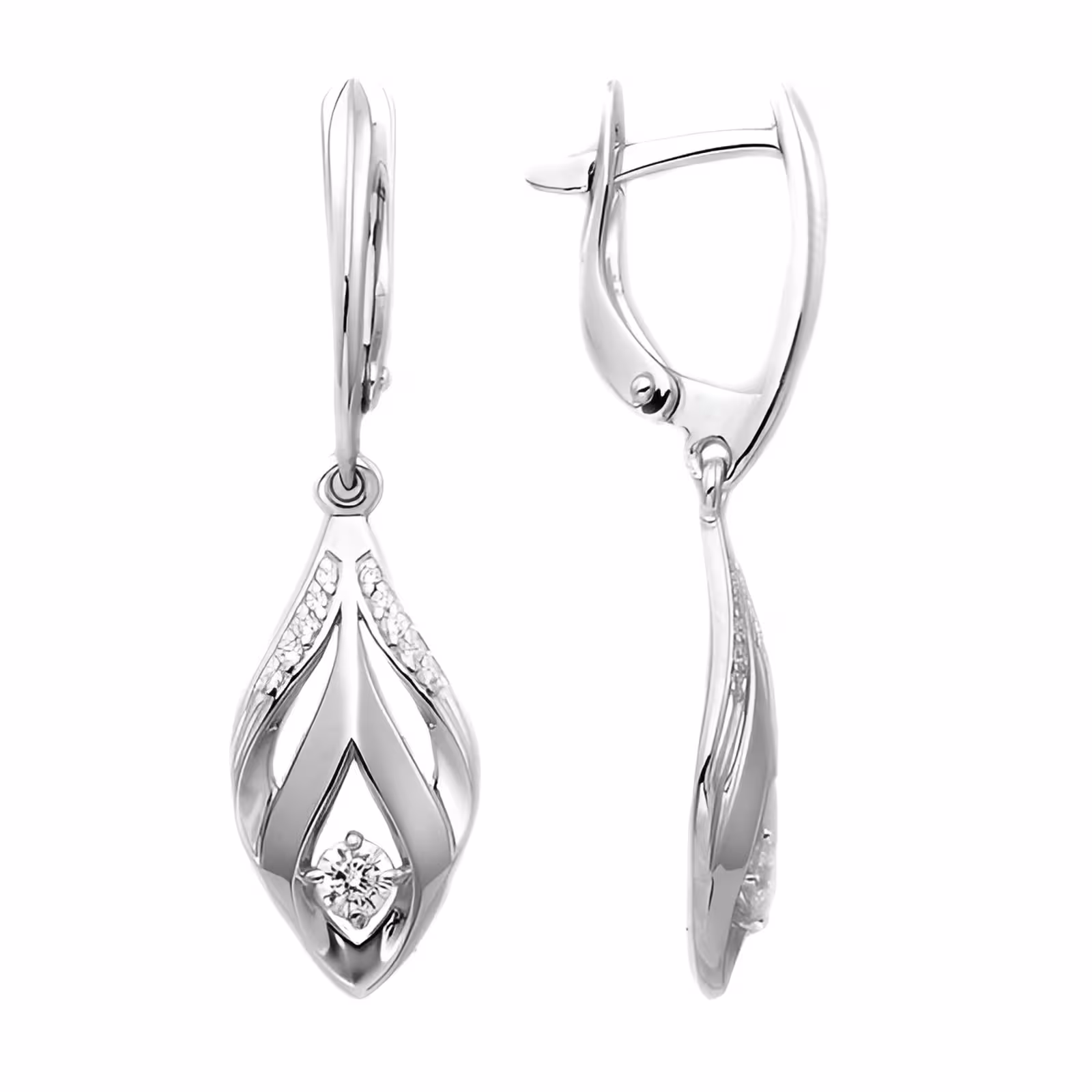 Серьги из серебра с фианитами