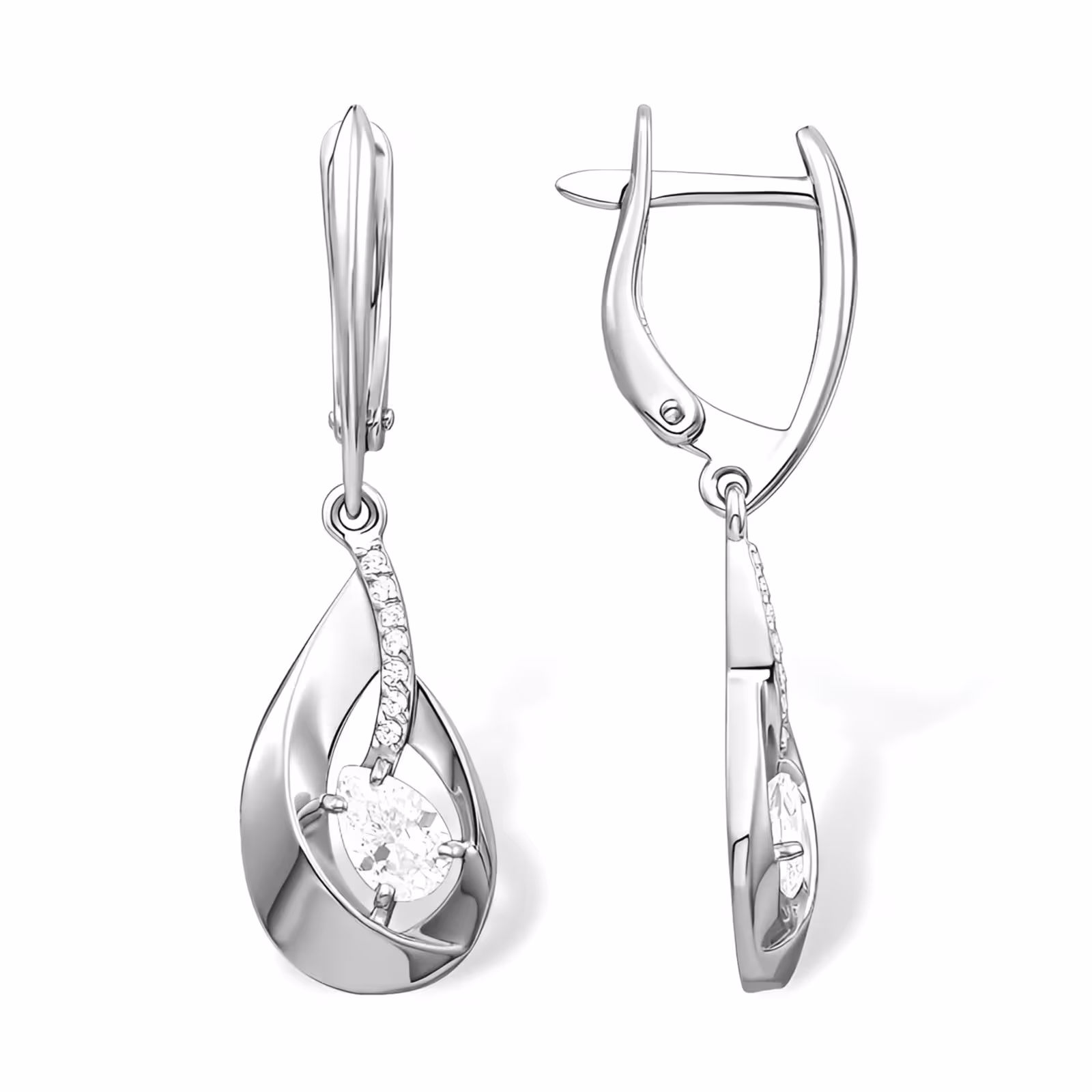 Серьги из серебра с фианитами