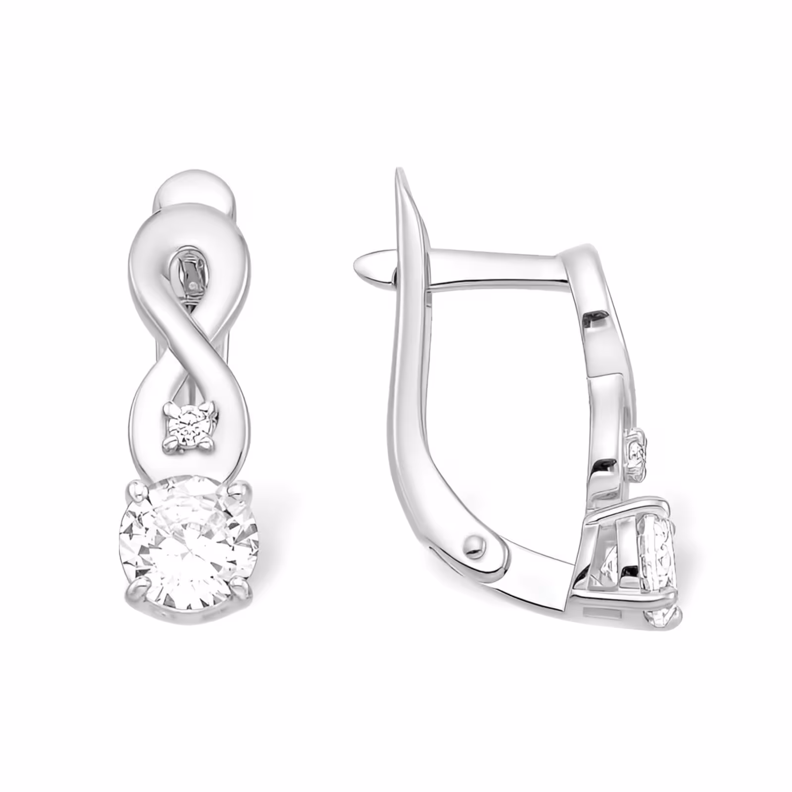 Серьги из серебра с фианитами