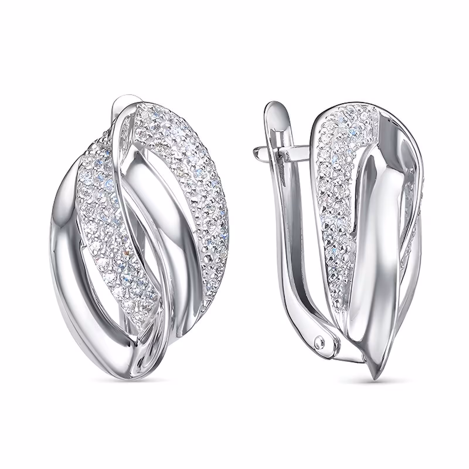 Серьги из серебра с фианитами