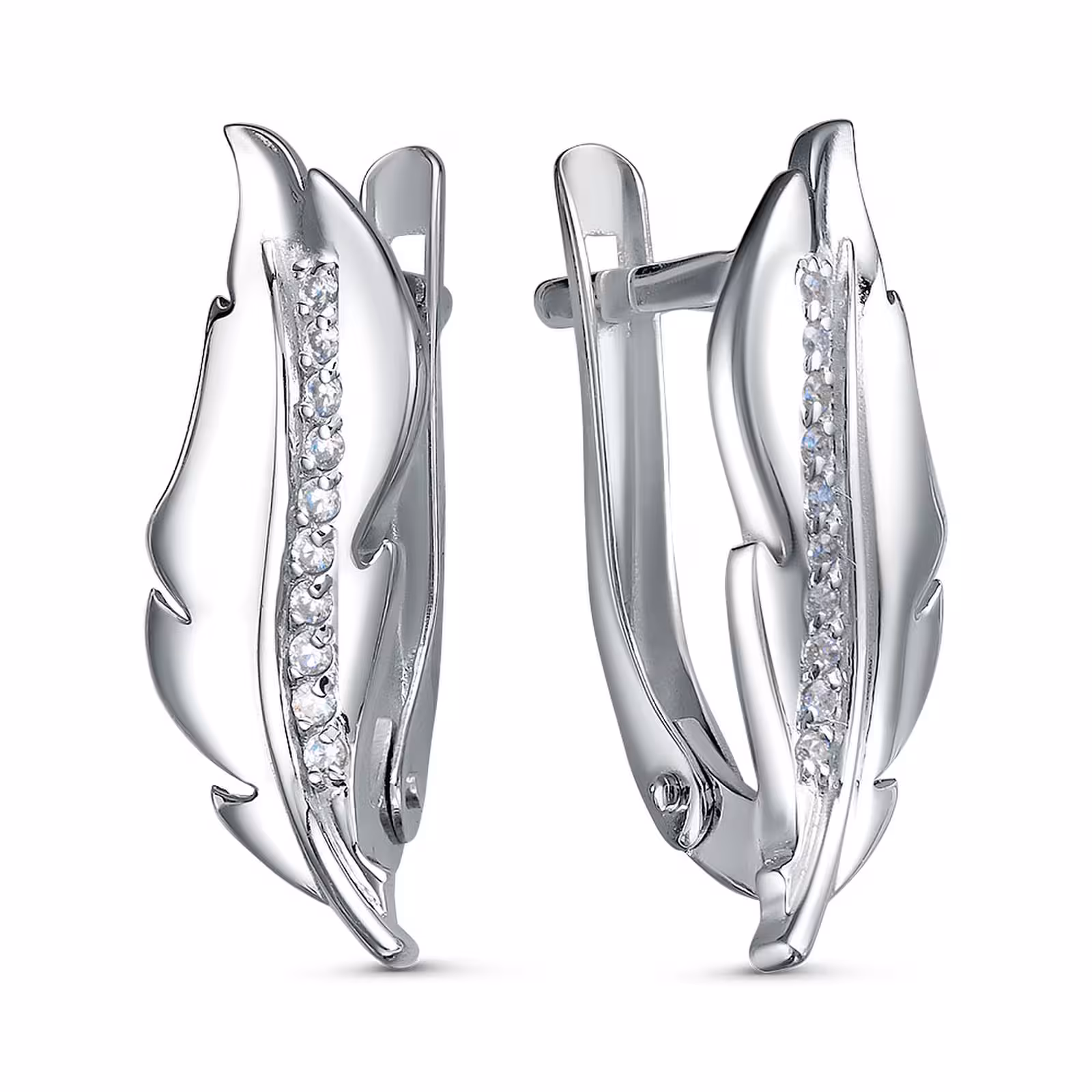 Серьги из серебра с фианитами