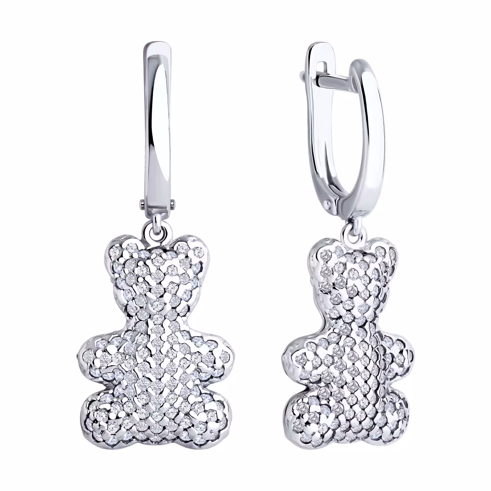 Серьги из серебра с фианитами "Мишки" — фото 2