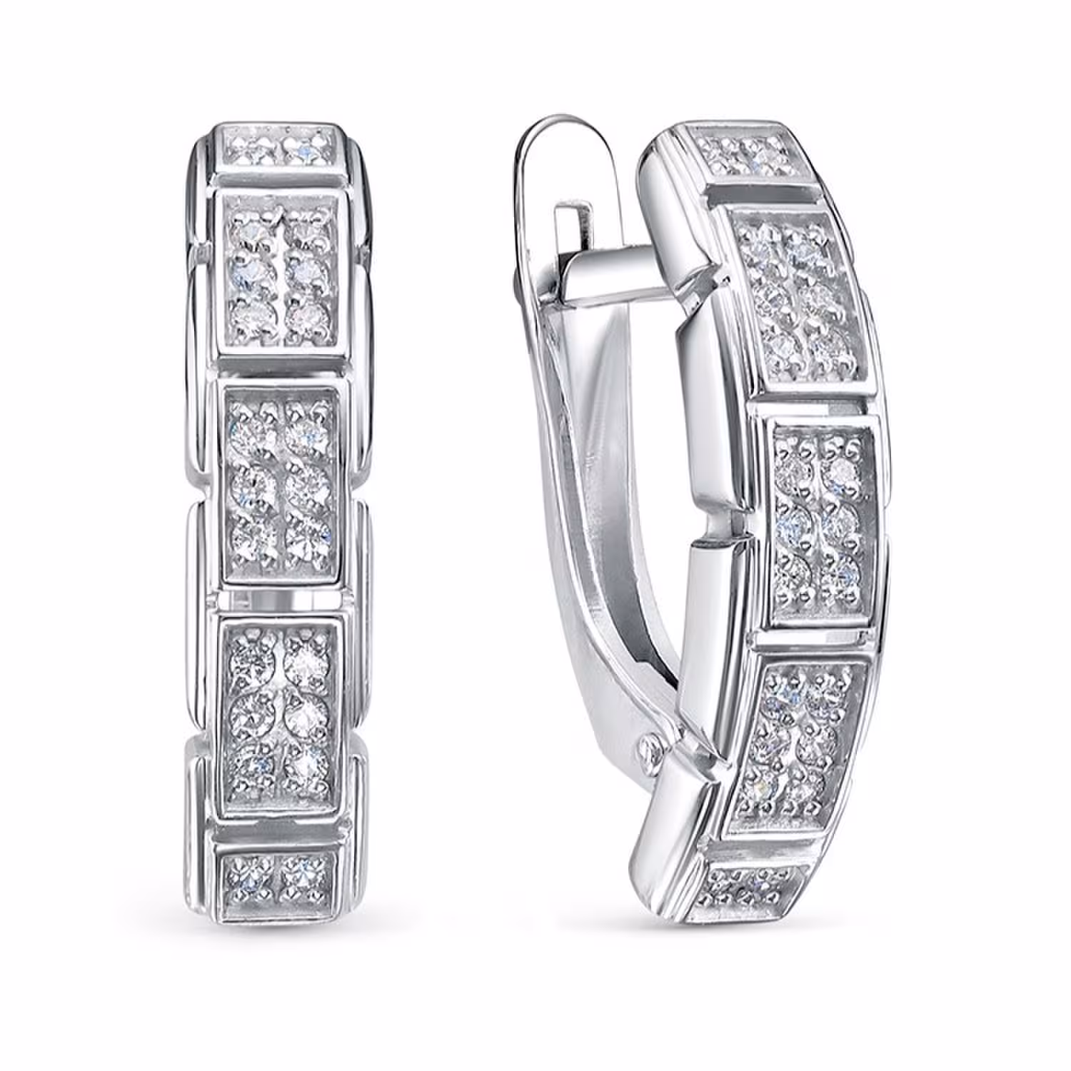 Серьги из серебра с фианитами