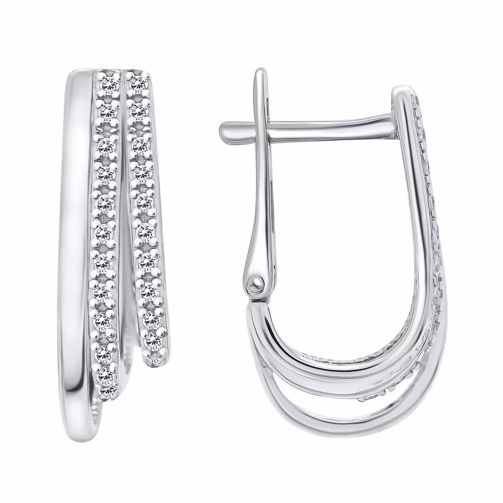 Серьги из серебра с фианитами