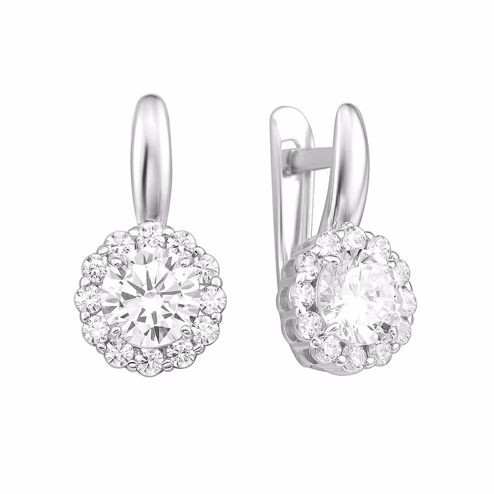 Серьги из серебра с фианитами