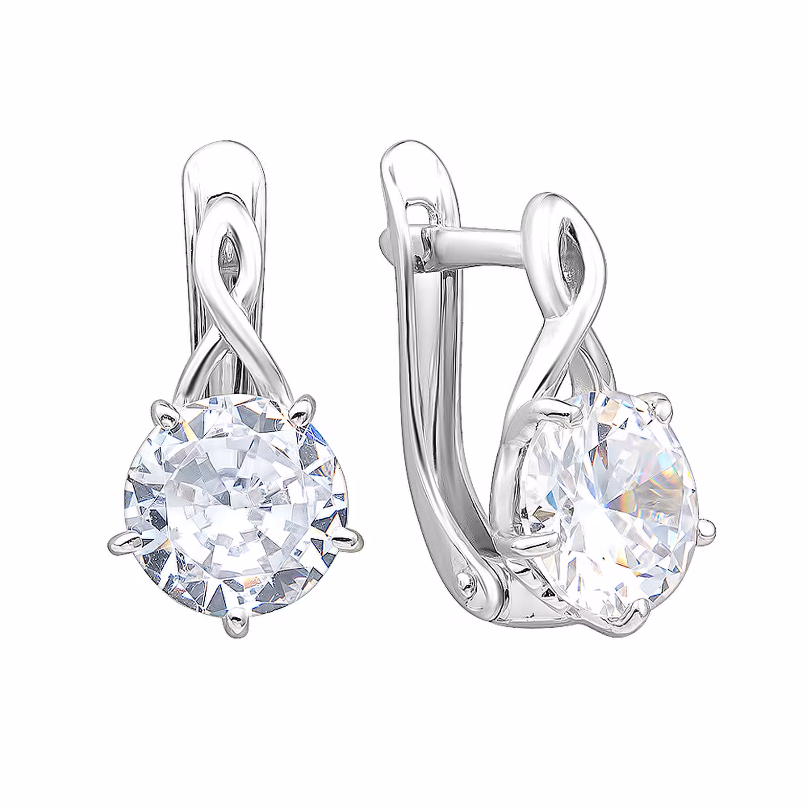 Серьги из серебра с фианитами