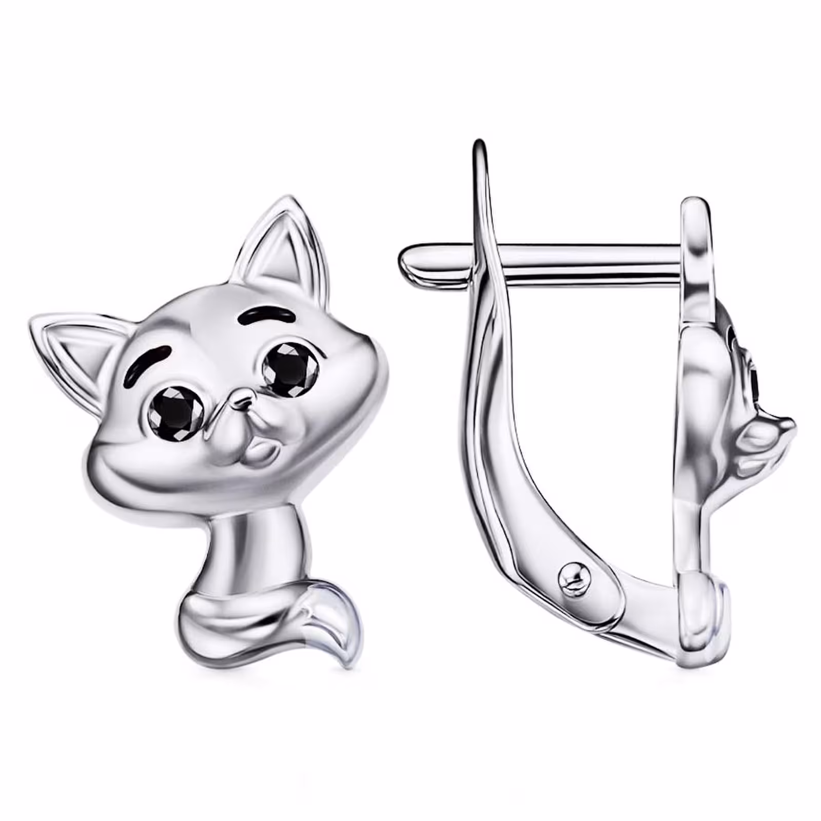 Серьги из серебра с фианитами