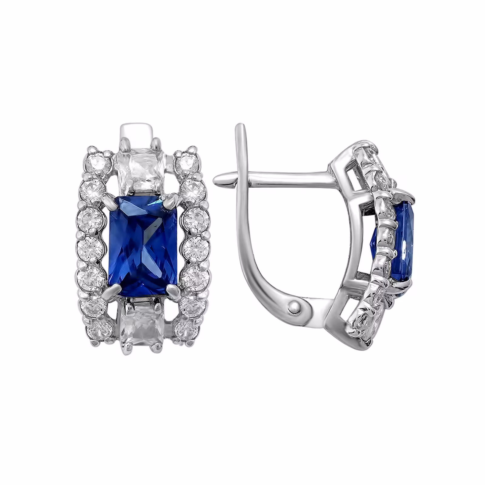 Серьги из серебра с фианитами