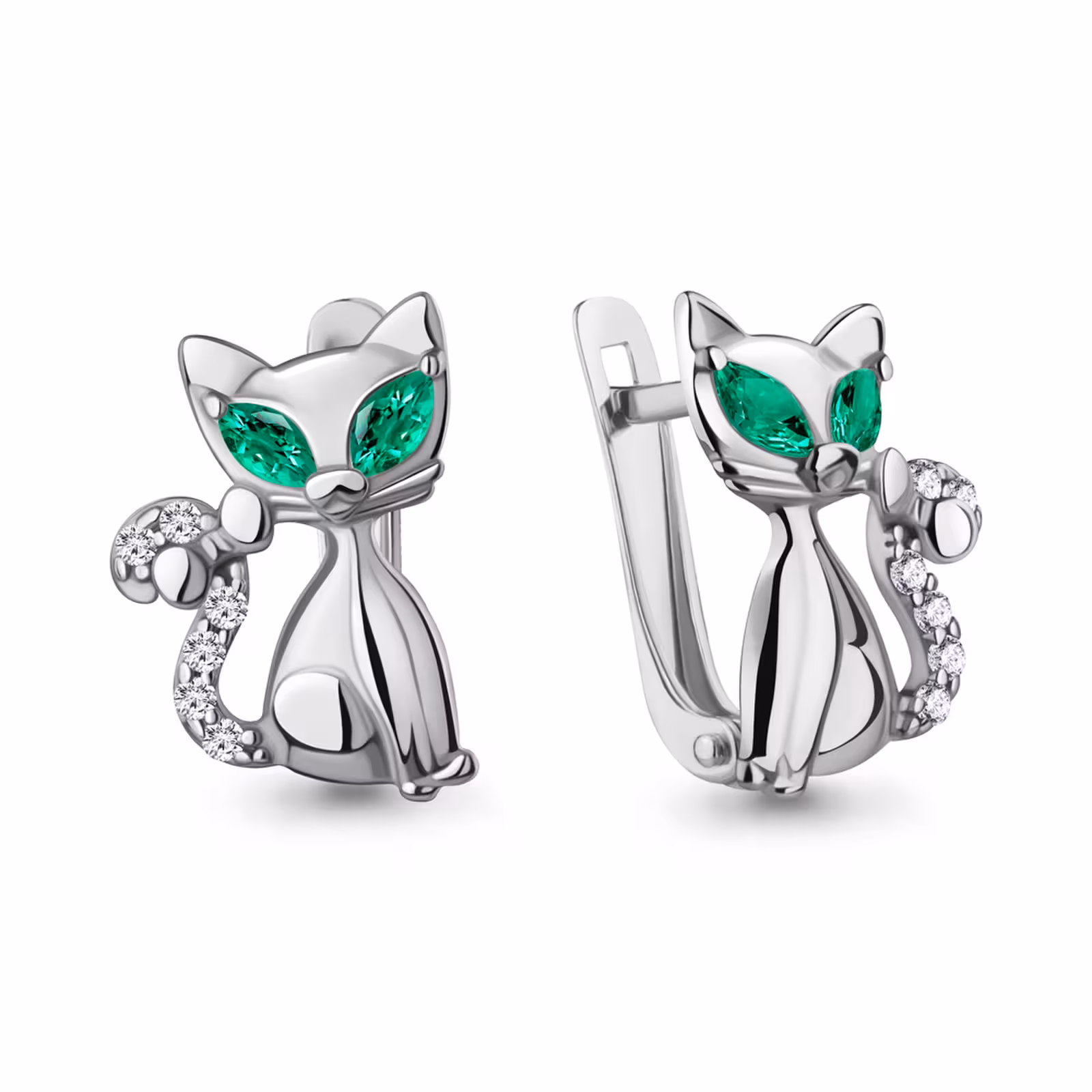 Серьги из серебра с фианитами