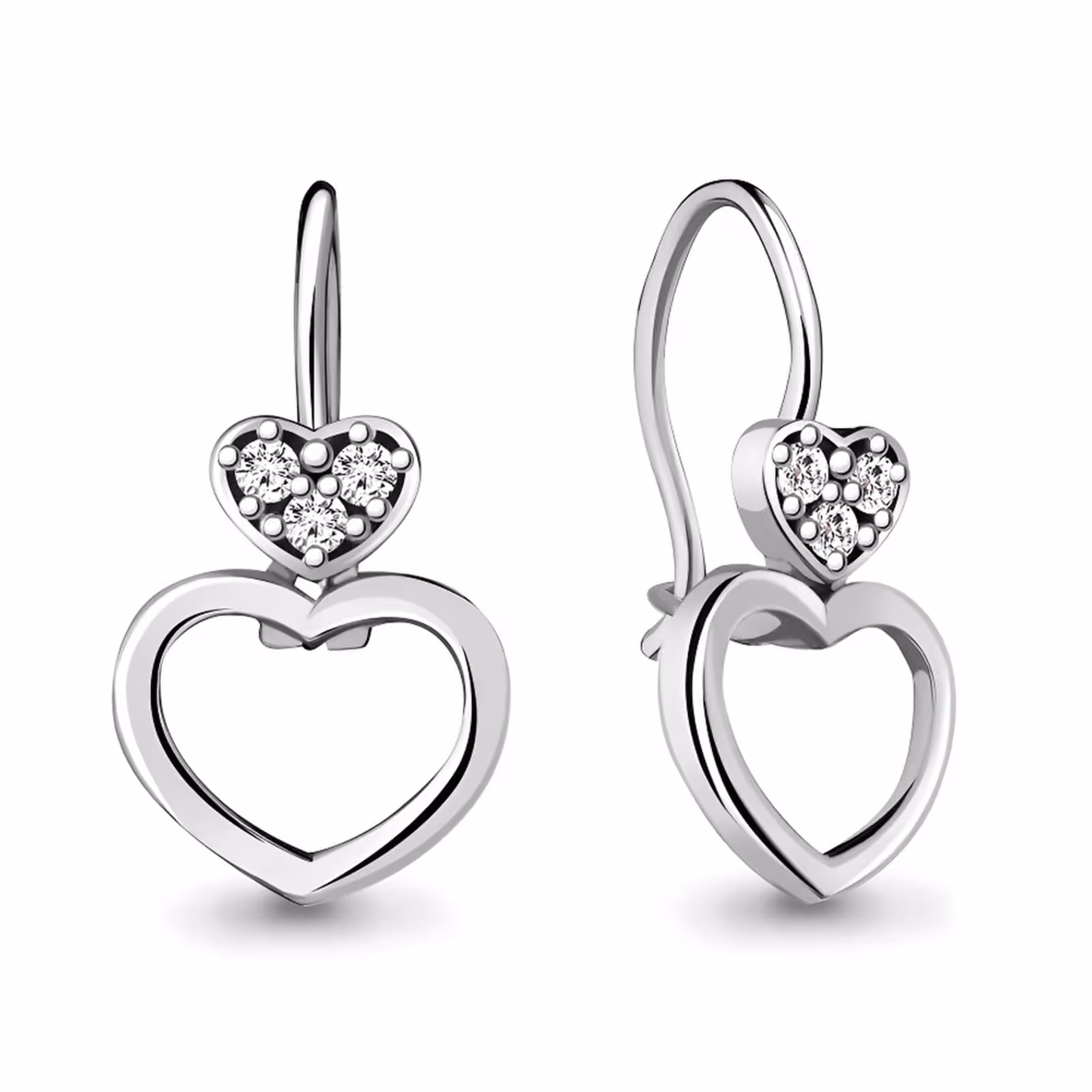 Серьги из серебра с фианитами