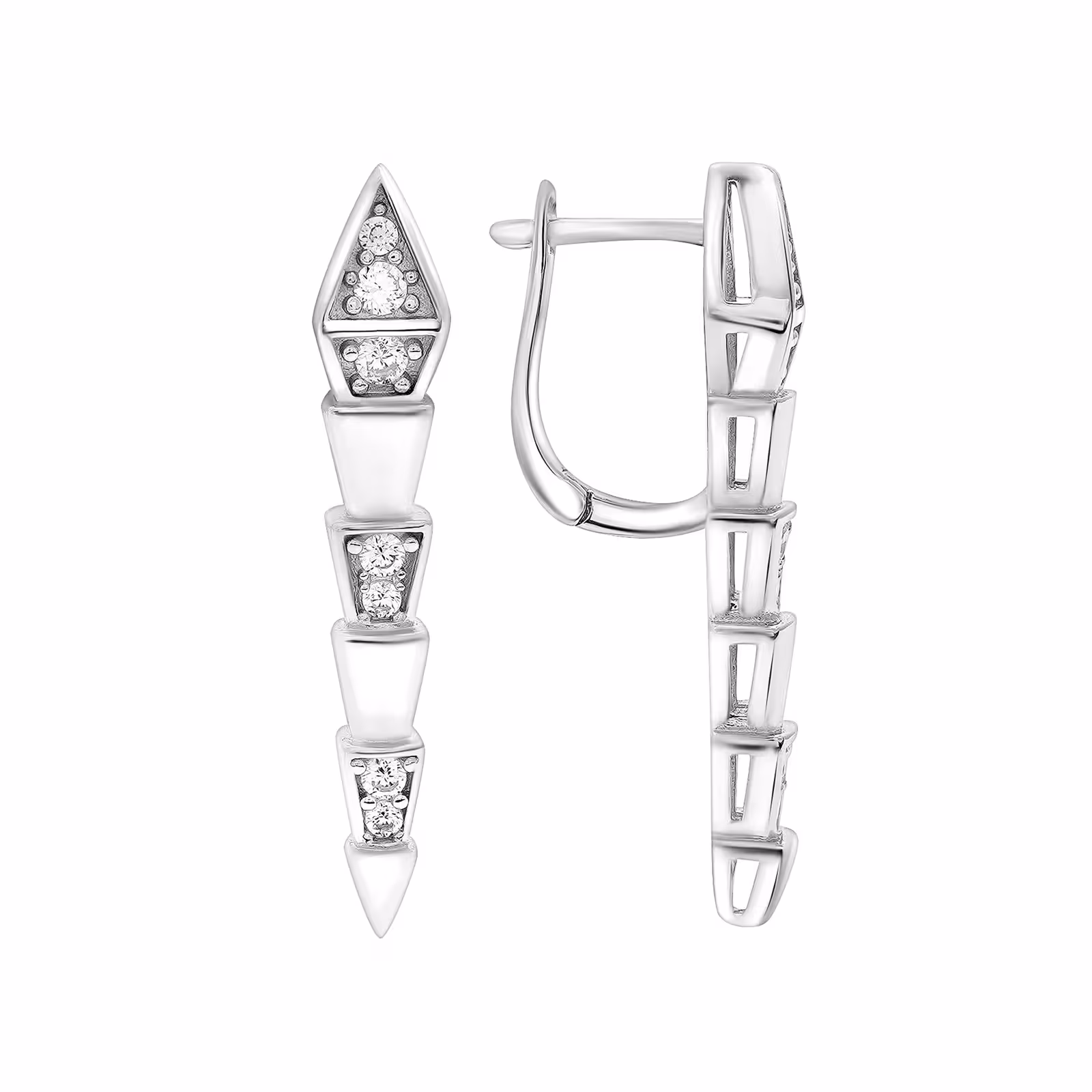 Серьги из серебра с фианитами