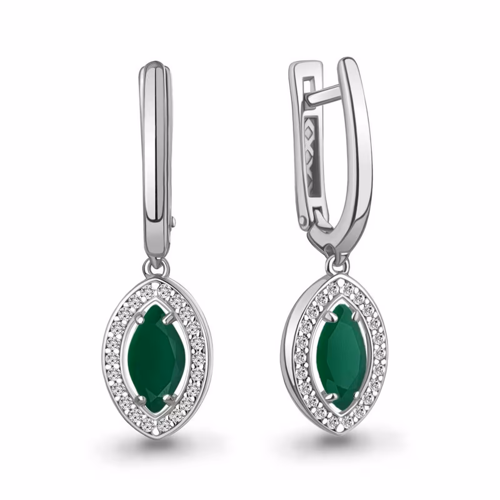 Серьги из серебра с агатами и фианитами