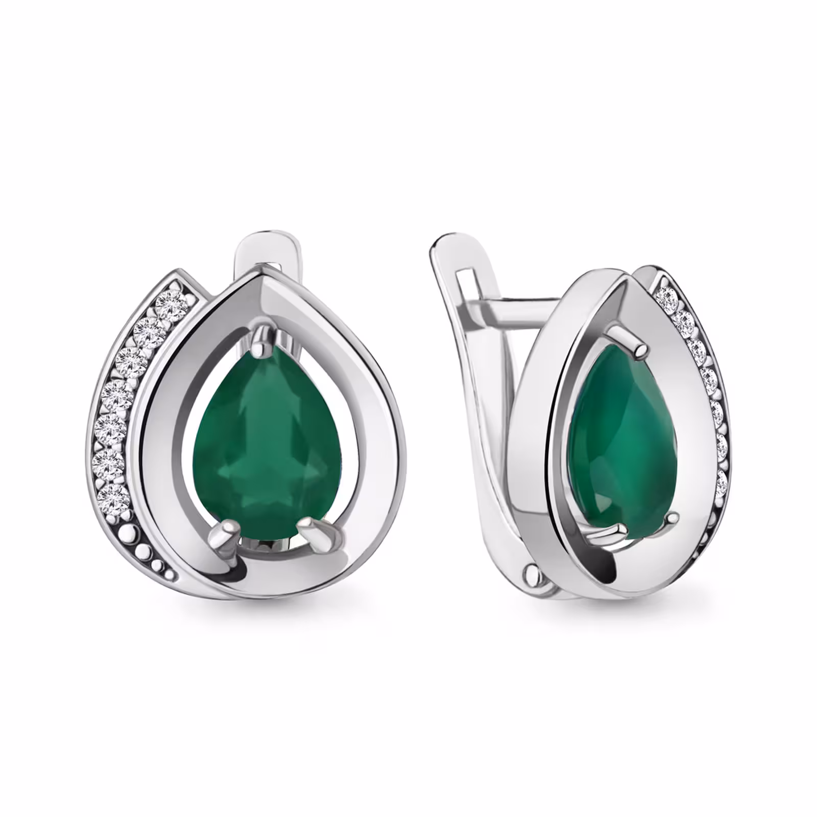 Серьги из серебра с агатами и фианитами