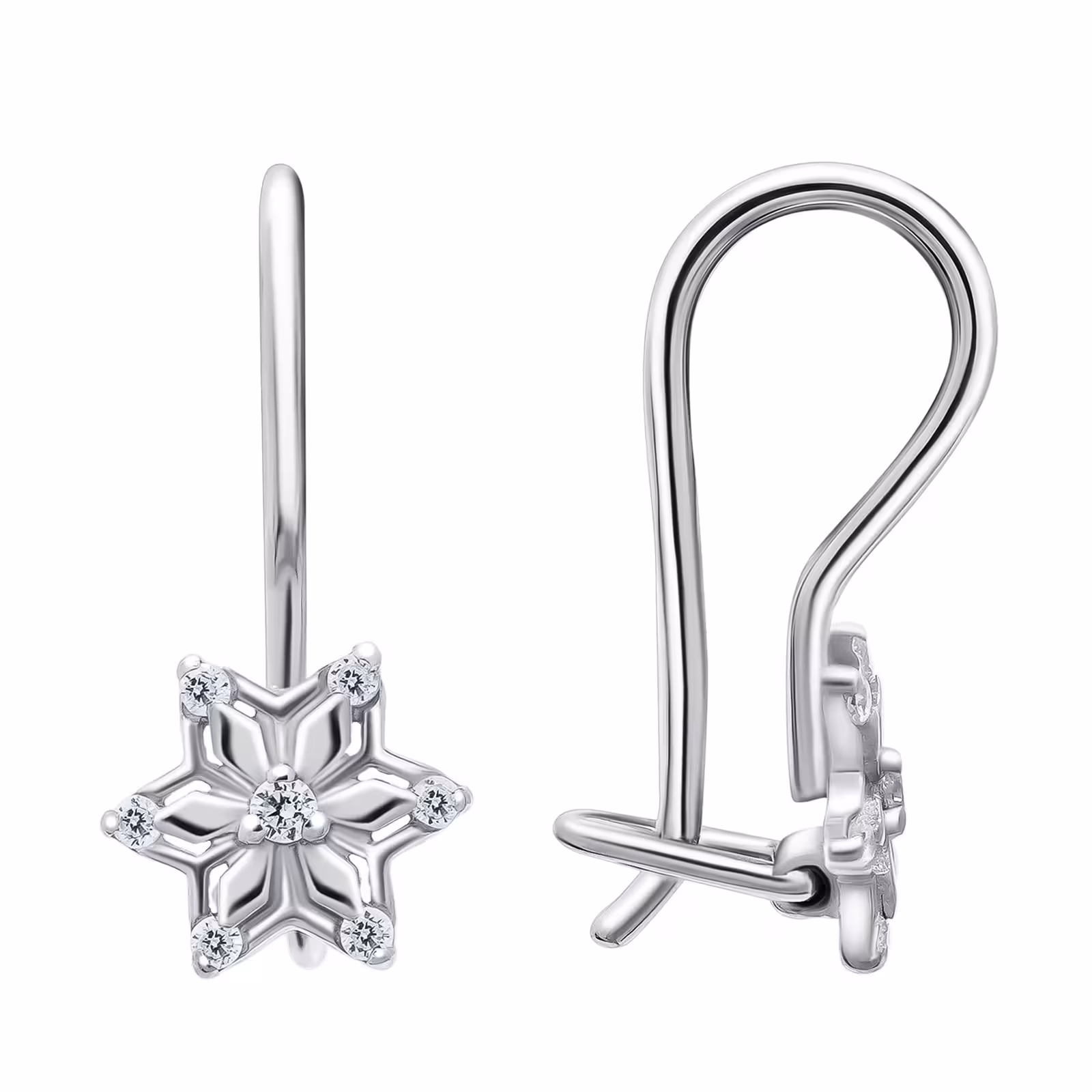 Серьги из серебра с фианитами