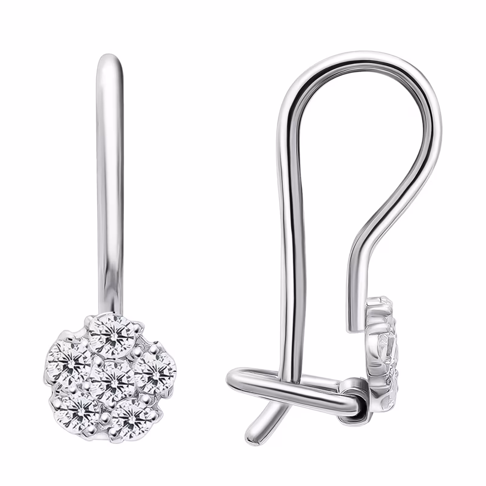 Серьги из серебра с фианитами