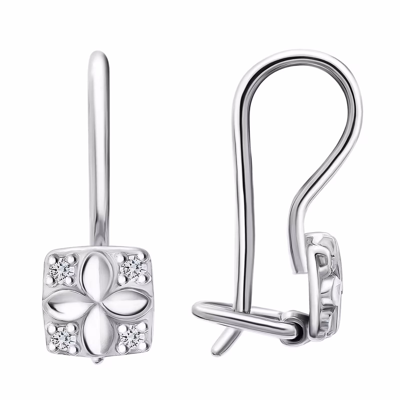 Серьги из серебра с фианитами