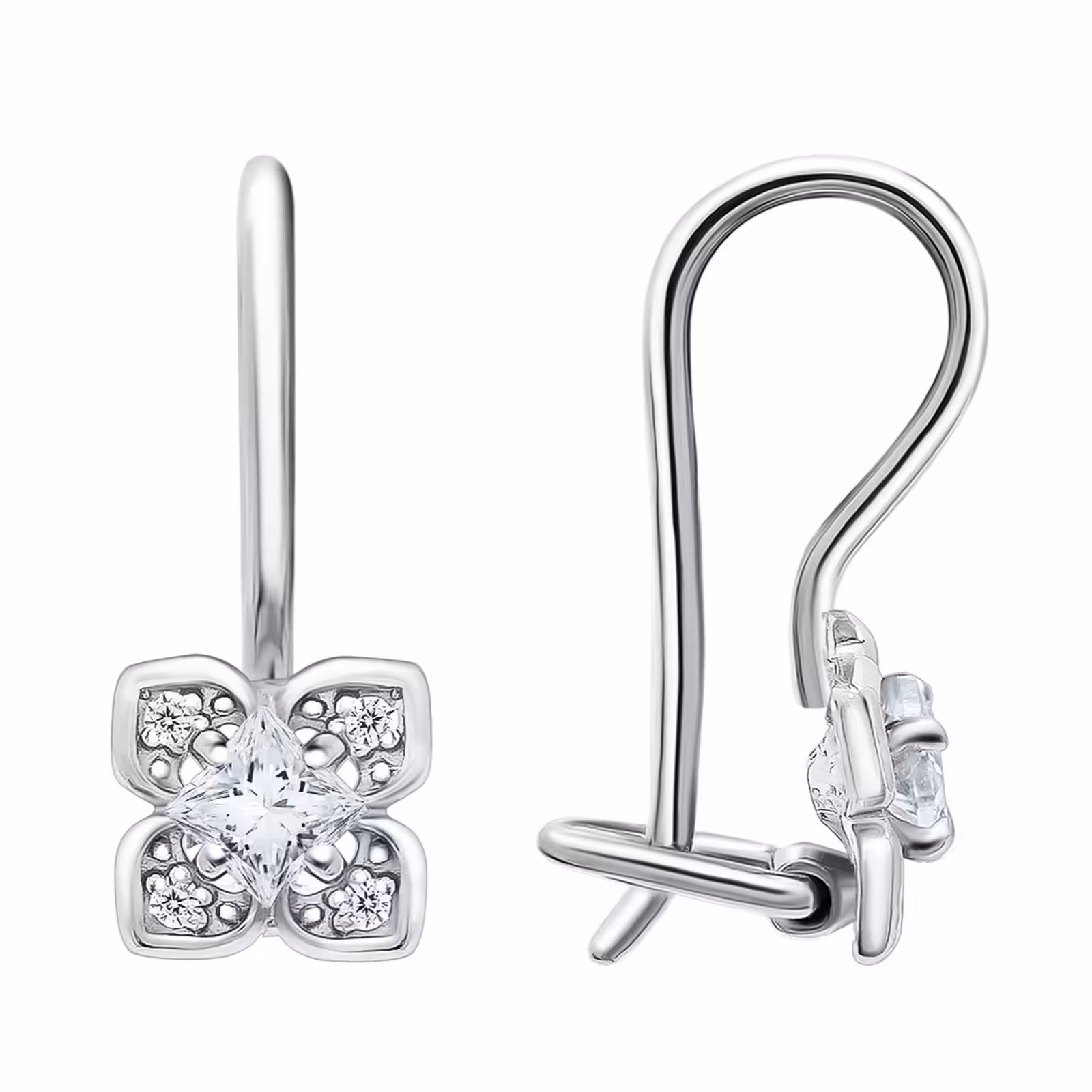 Серьги из серебра с фианитами