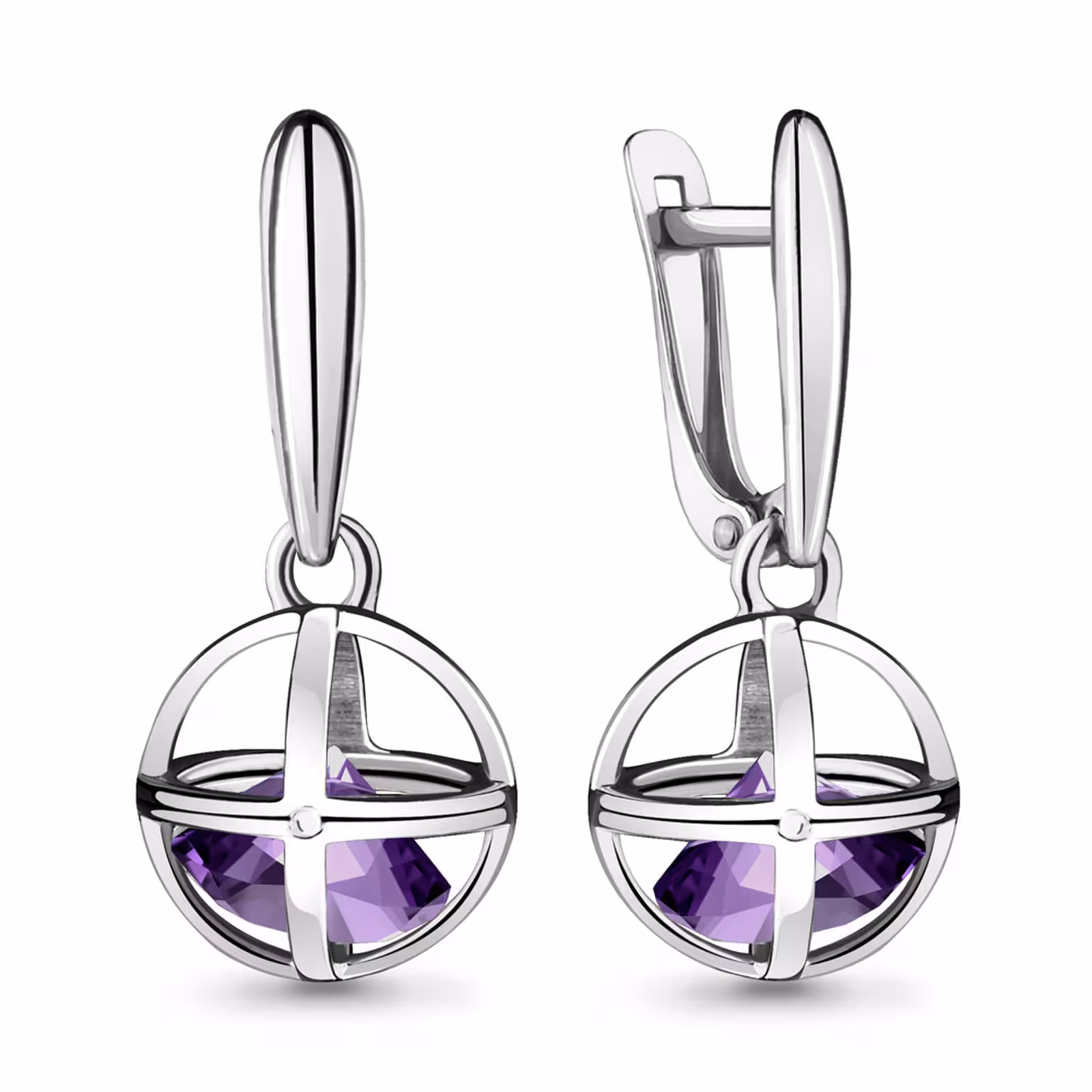 Серьги из серебра с аметистами