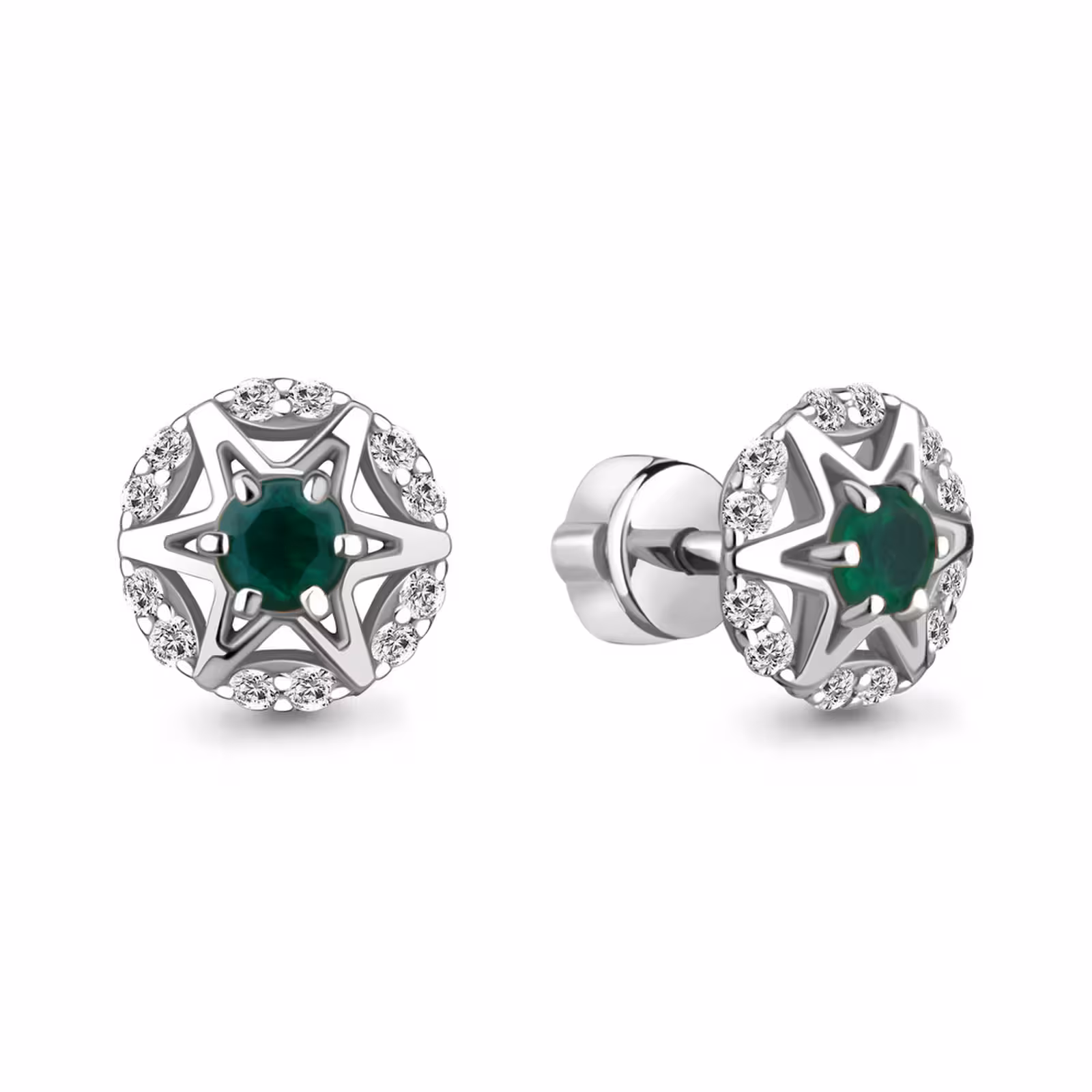 Серьги из серебра с агатами и фианитами