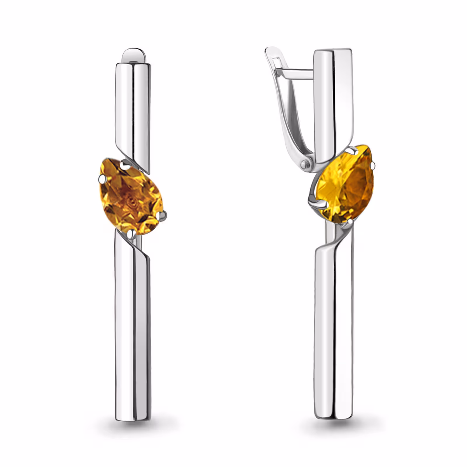 Серьги из серебра с цитринами