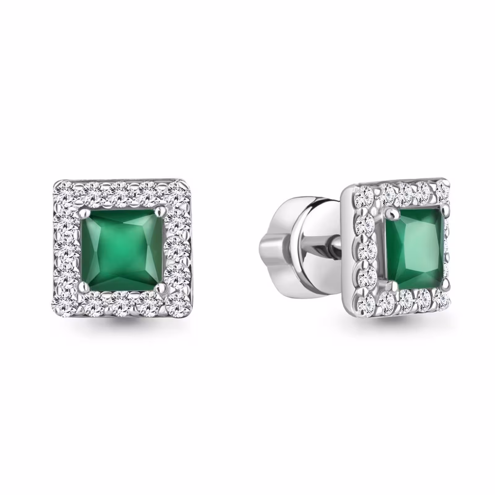 Серьги из серебра с агатами и фианитами