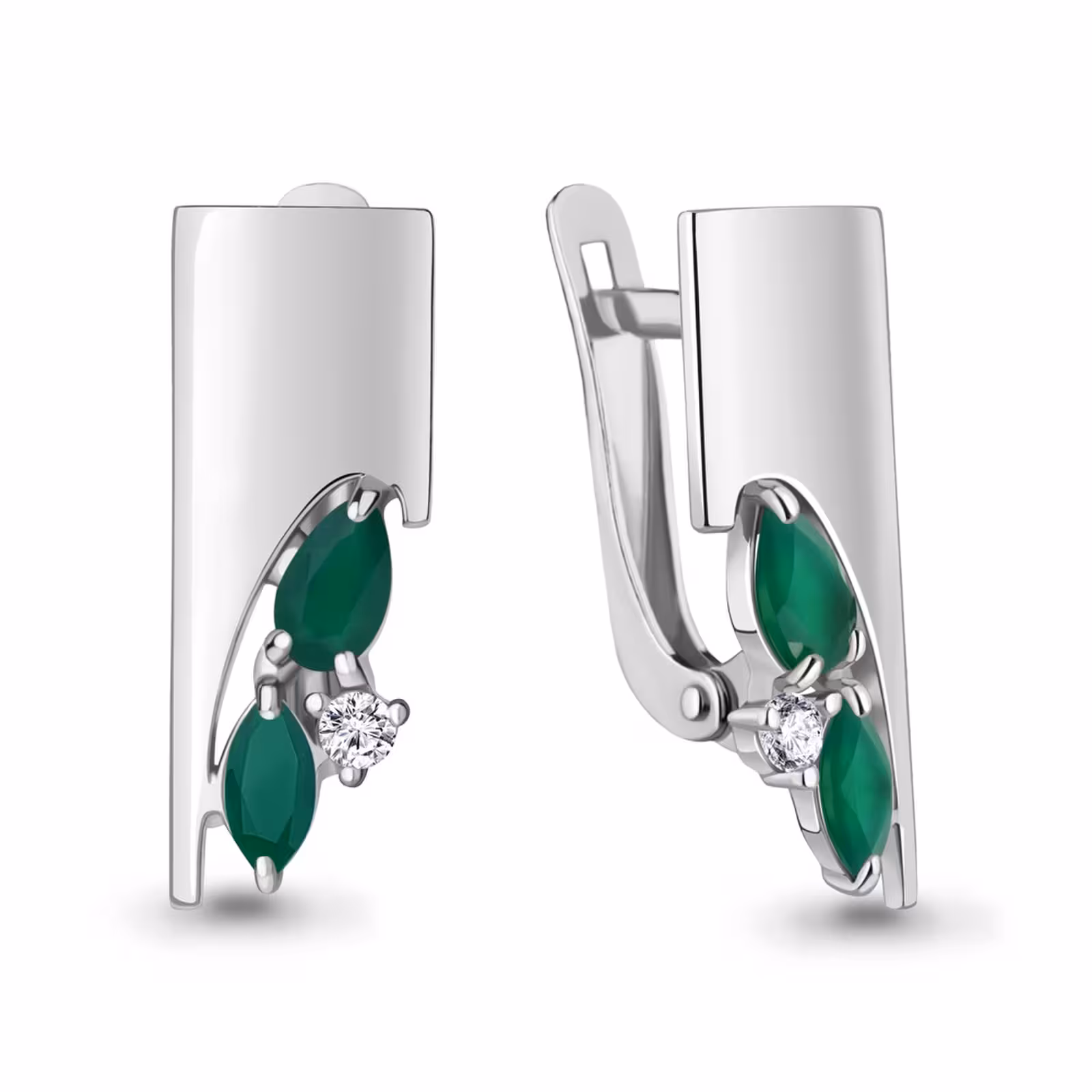 Серьги из серебра с агатами и фианитами